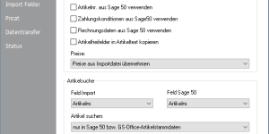 EDI-Geschäftspartner Importeinstellungen